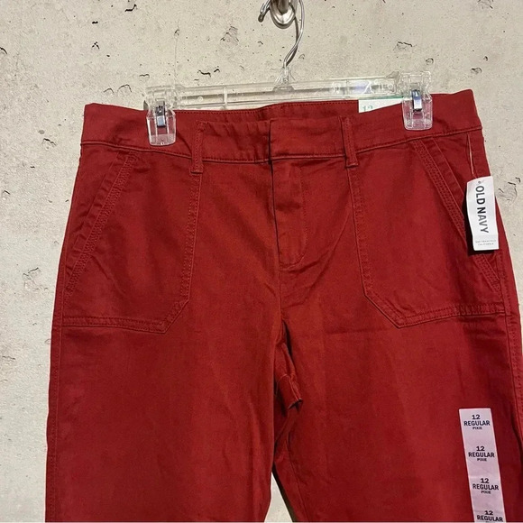 NWT Old Navy Women's Pixie Ankle Length Chino Pants Sz 12 Fall Orange - Picture 2 of 10